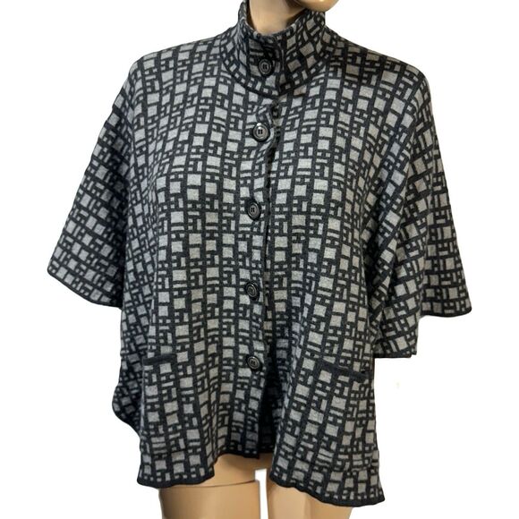 Optimum New Zealand Royal Merino Wool Poncho Women’s Geometric Print Size S / M - Picture 1 of 12